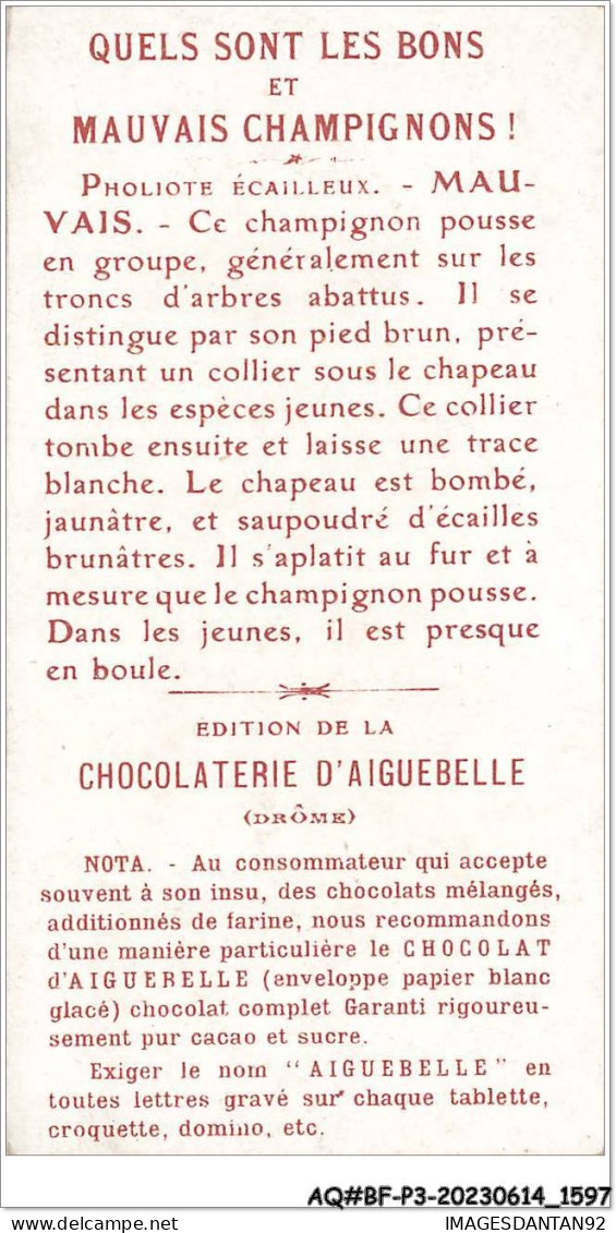 AQ#BFP3-CHROMOS-0796 - Chocolat D'Aiguebelle - Champignon - Pholiote écailleux, Mauvais - Aiguebelle
