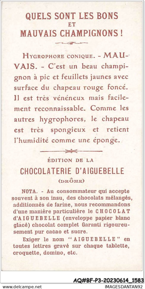 AQ#BFP3-CHROMOS-0789 - Chocolat D'Aiguebelle - Champignon - Hygrophore Conique, Mauvais - Aiguebelle