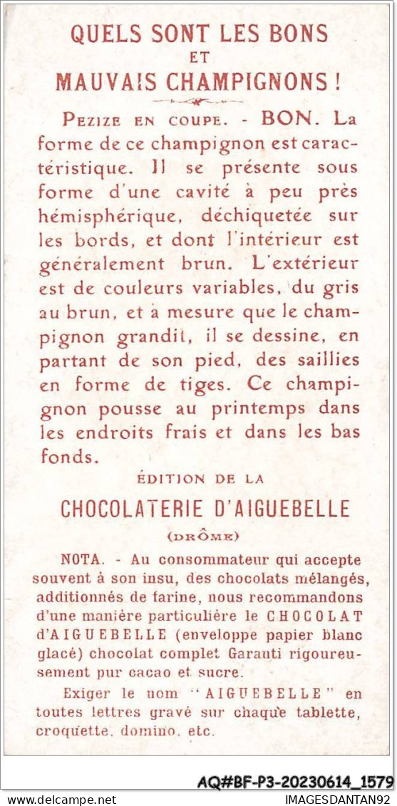 AQ#BFP3-CHROMOS-0787 - Chocolat D'Aiguebelle - Champignon - Pezize En Coupe, Bon - Aiguebelle