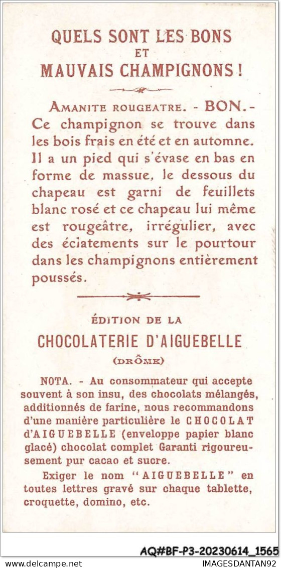 AQ#BFP3-CHROMOS-0780 - Chocolat D'Aiguebelle - Champignon - Amanite Rougéâtre, Bon - Aiguebelle