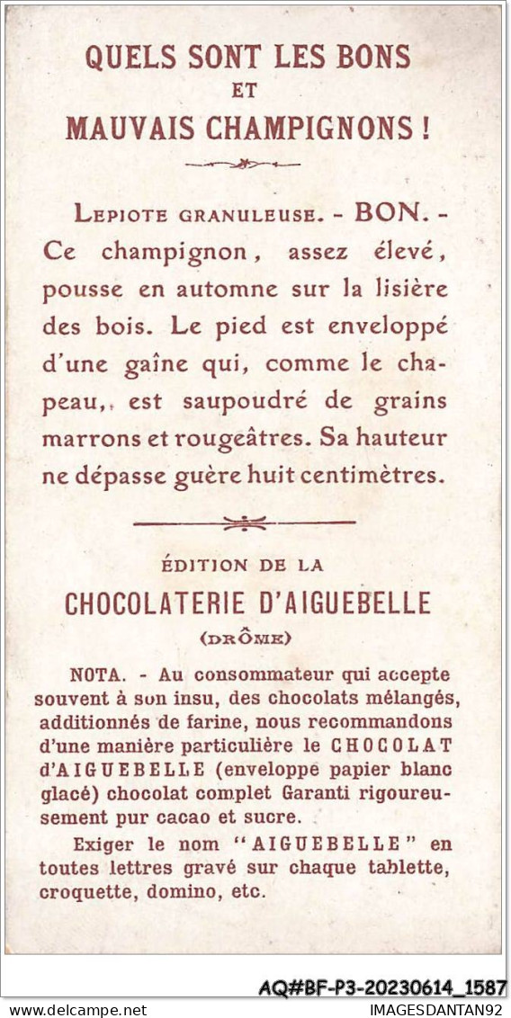 AQ#BFP3-CHROMOS-0791 - Chocolat D'Aiguebelle - Champignon - Lépioté Granuleuse, Bon - Aiguebelle