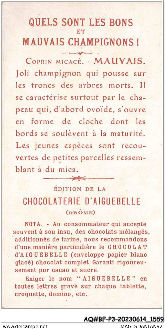 AQ#BFP3-CHROMOS-0777 - Chocolat D'Aiguebelle - Champignon - Coprin Micacé, Mauvais - Aiguebelle