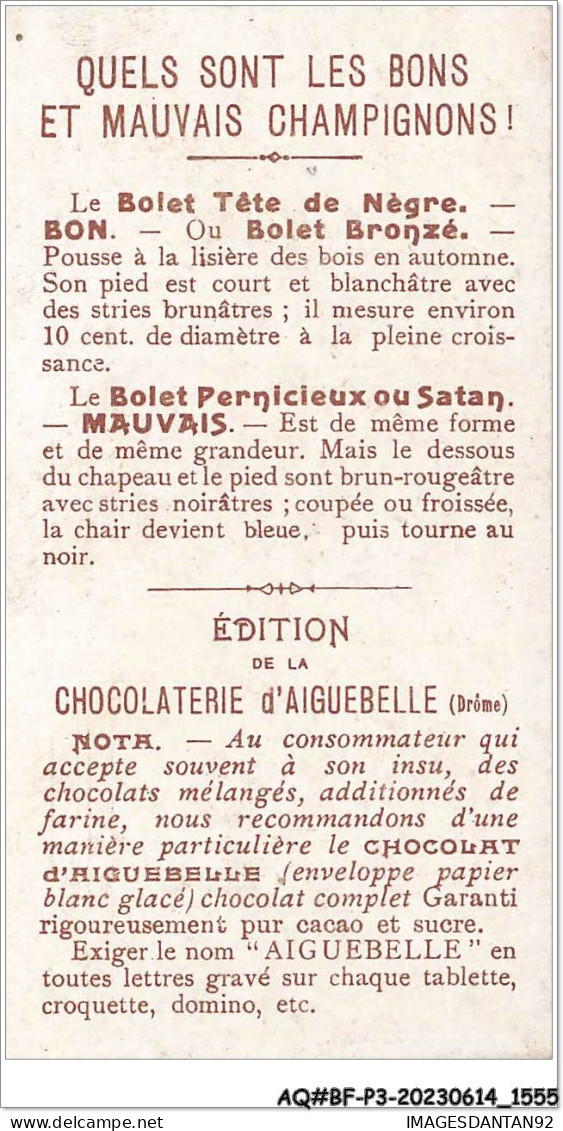 AQ#BFP3-CHROMOS-0775 - Chocolat D'Aiguebelle - Champignon - Bolet Tête De Nègre, Bon - Bolet Pernicieux, Vénéneux - Aiguebelle