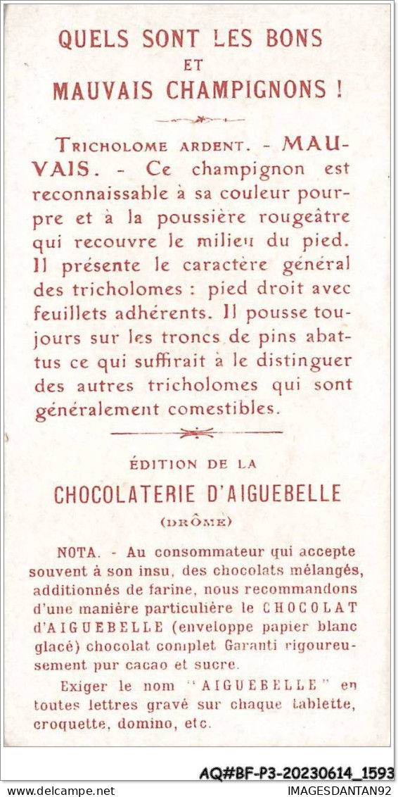 AQ#BFP3-CHROMOS-0794 - Chocolat D'Aiguebelle - Champignon - Tricholome Ardent, Vénéneux - Aiguebelle