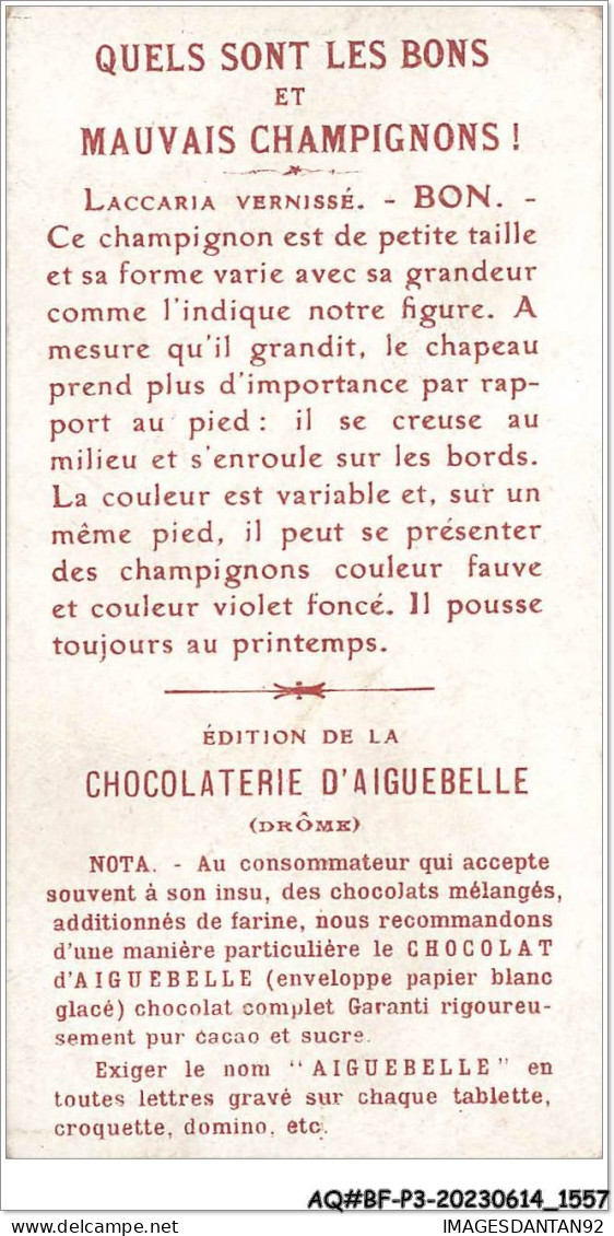 AQ#BFP3-CHROMOS-0776 - Chocolat D'Aiguebelle - Champignon - Laccaria Vernissé, Bon - Aiguebelle