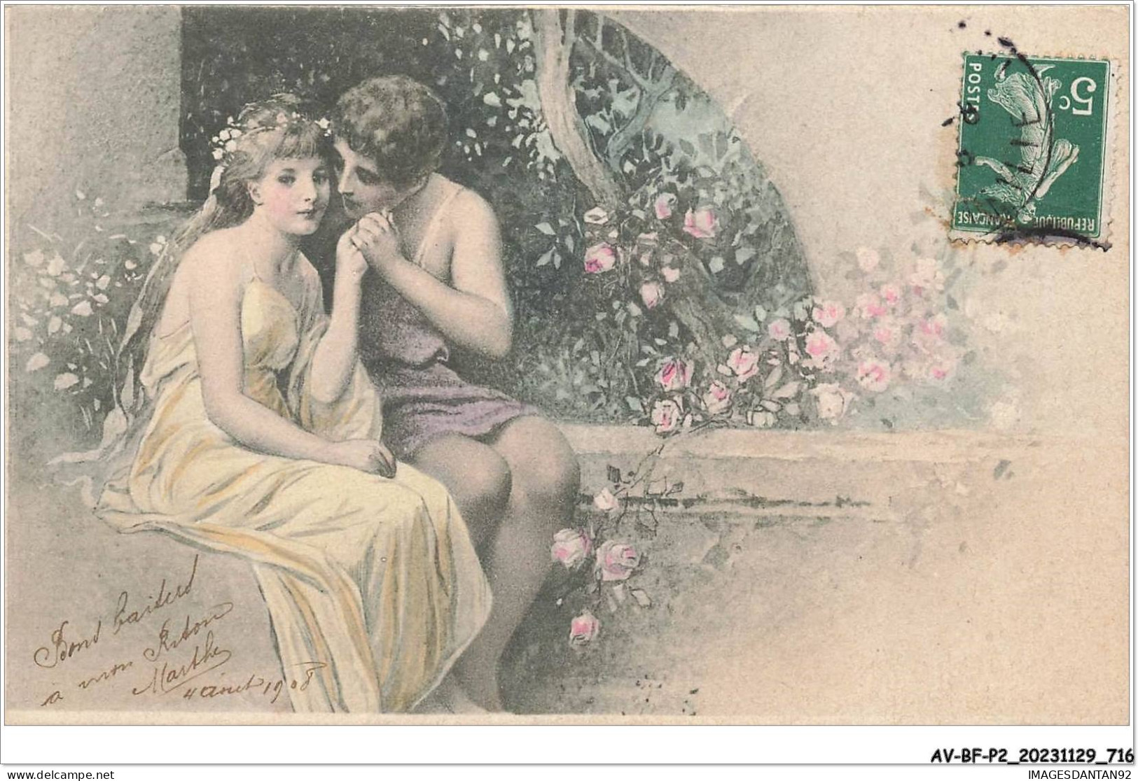 AV-BFP2-0546 - ILLUSTRATEUR - Tuck - Un Couple Flirtant Dans Un Décor Grec - Tuck, Raphael