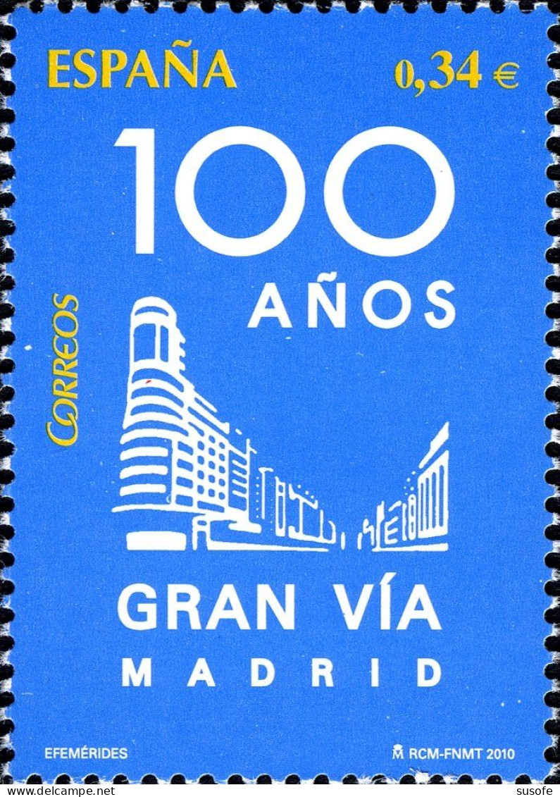 España 2010 Edifil 4559 Sello ** 100 Años De Gran Via Madrid Michel 4501 Yvert 4207 Spain Stamp Timbre Espagne Briefmark - Unused Stamps