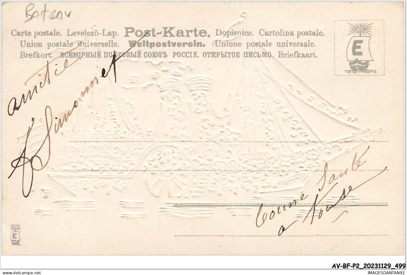 AV-BFP2-0437 - BATEAU - Bon Voyage, Bon Retour - Bateau à Roue - Carte Gaufrée - Sonstige & Ohne Zuordnung