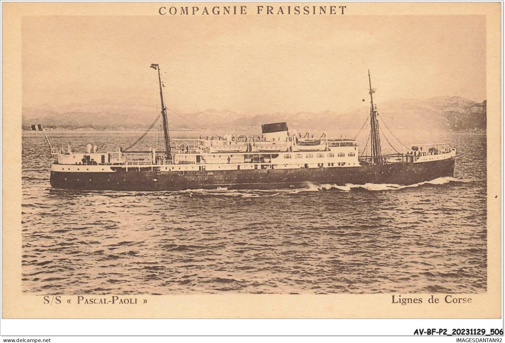 AV-BFP2-0441 - BATEAU - Compagnie Fraissinet - S.S. Pascal-Paoli - Lignes De Corse - Steamers