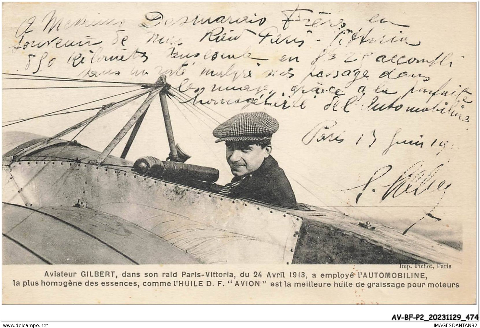 AV-BFP2-0425 - AVIATION - Aviateur Gilbert, Dans Son Raid Paris-Vittoria - Flieger