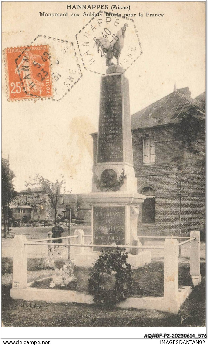 AQ#BFP2-02-0287 - HANNAPES - Monument Aux Soldats Morts Pour La France - Autres & Non Classés