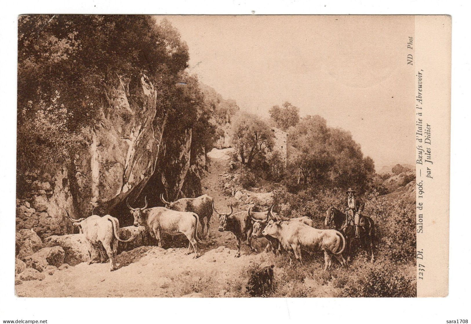 Salon De 1906. Boeufs D'Italie à L'abreuvoir, Par JULES DIDIER. 2 SCAN. - Entertainers