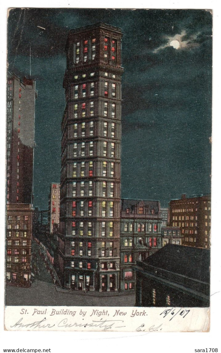 NEW YORK, St Paul Building By Night. 2 SCAN. - Autres Monuments, édifices