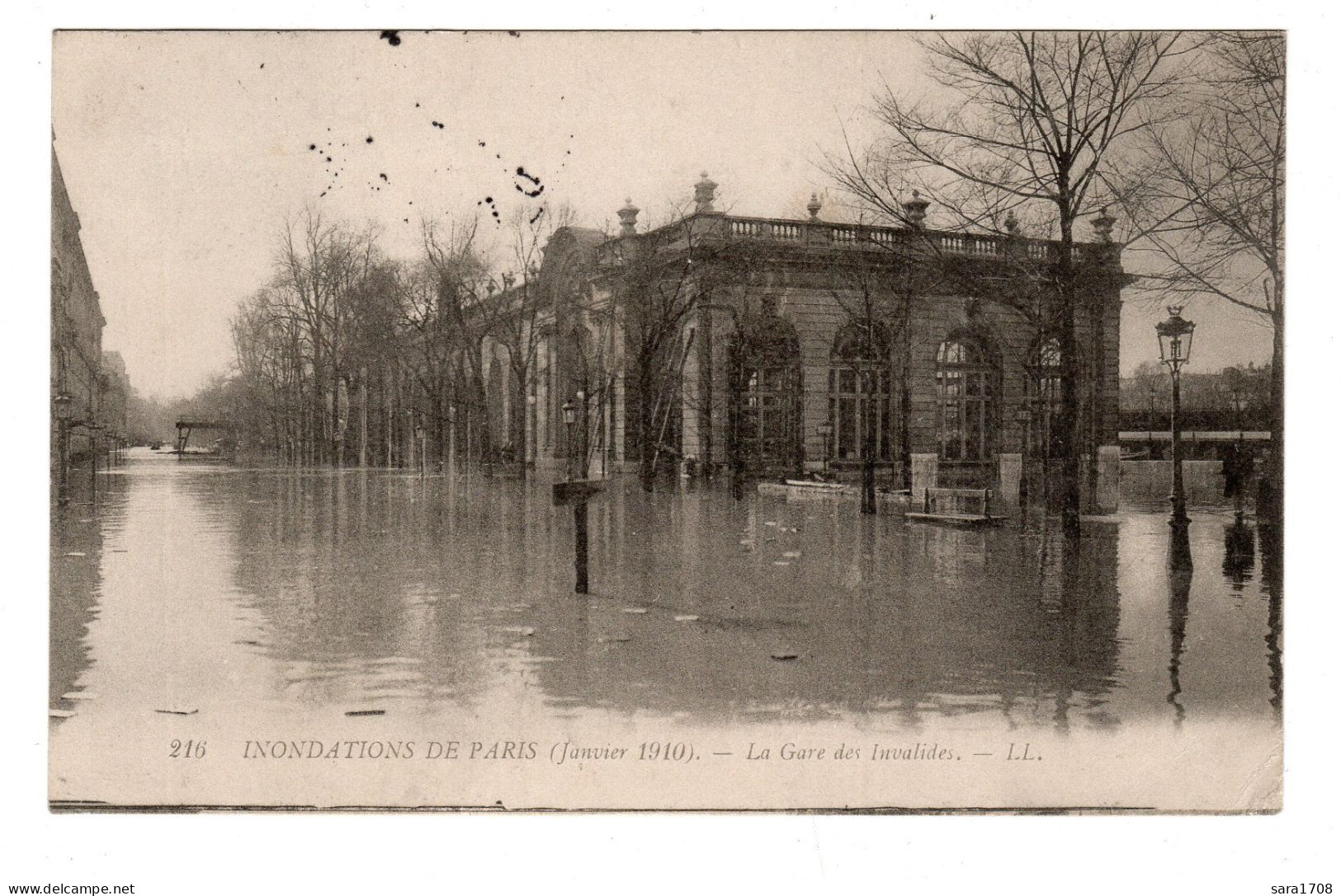 PARIS, Inondations De 1910. Gare Des Invalides. 2 SCAN. - Alluvioni Del 1910