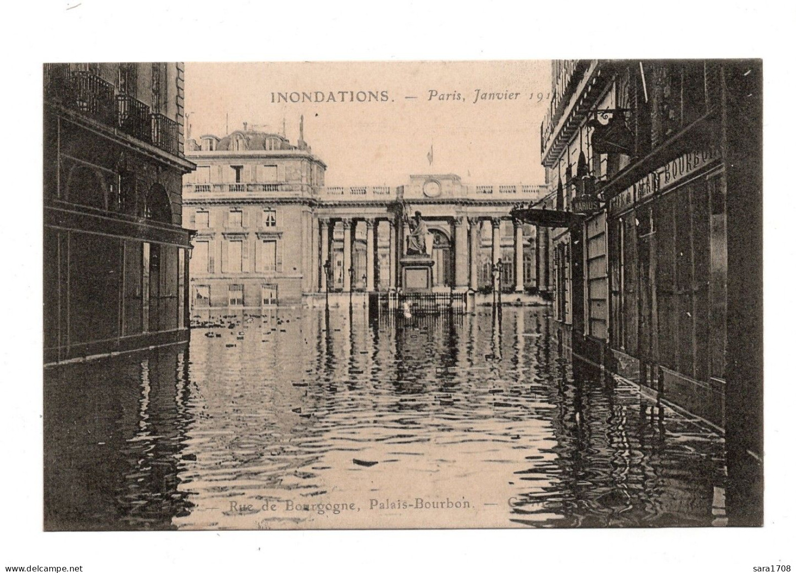 PARIS, Inondations De 1910. Rue De Bourgogne, Palais Bourbon. - Inondations De 1910