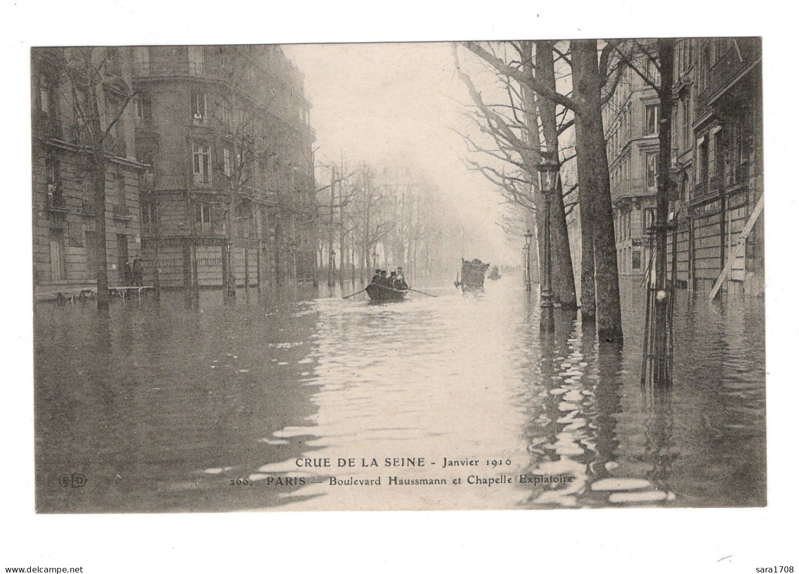 PARIS, Inondations De 1910. Boulevard Haussmann Et Chapelle Expiatoire. - Alluvioni Del 1910