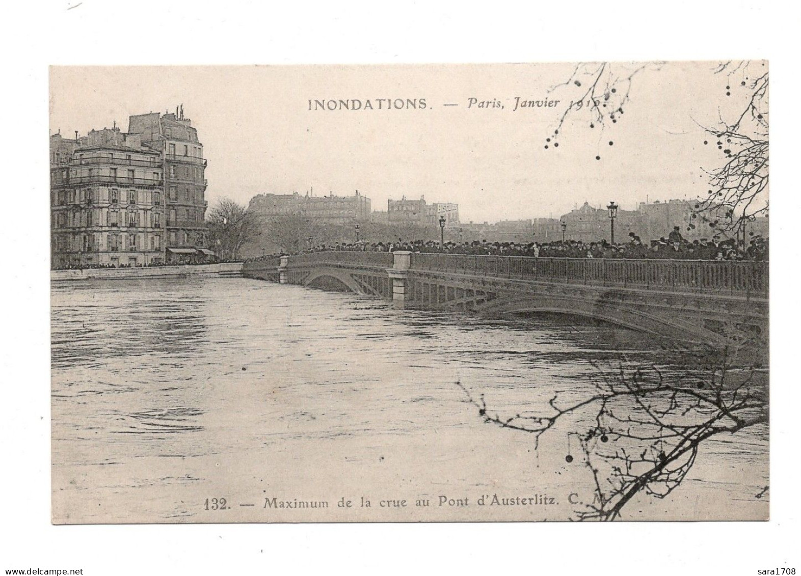 PARIS, Inondations De 1910. Maximum De La Crue Au Pont D'Austerlitz. - Paris Flood, 1910