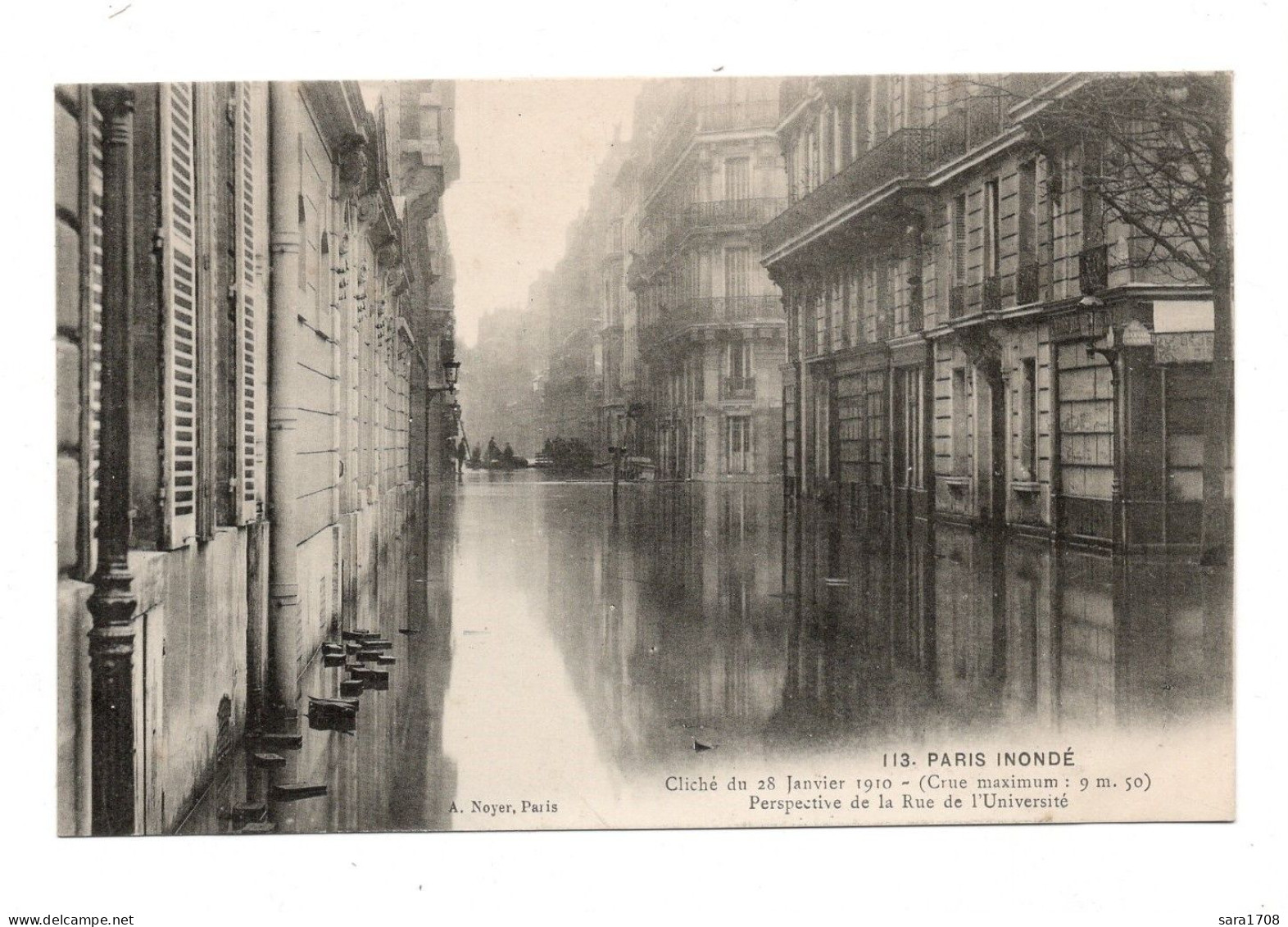 PARIS, Inondations De 1910. Perspective De La Rue De L'Université. - Inondations De 1910