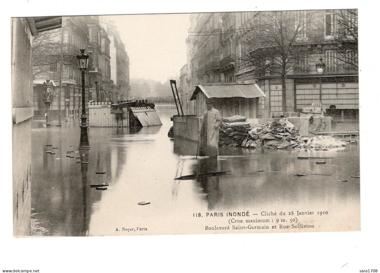 PARIS, Inondations De 1910. Boulevard Saint Germain Et Rue Solférino. - Alluvioni Del 1910
