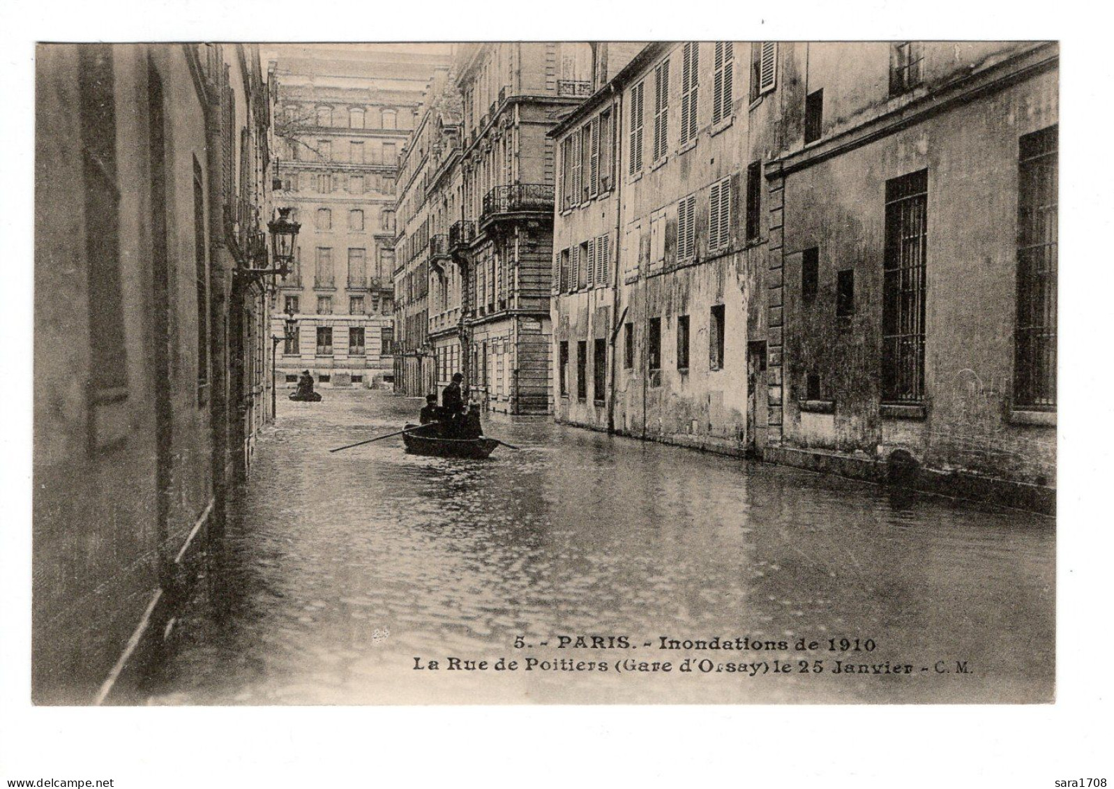 PARIS, Inondations De 1910. La Rue De Poitiers ( Gare D'Orsay ) Le 25 Janvier. - Inondations De 1910