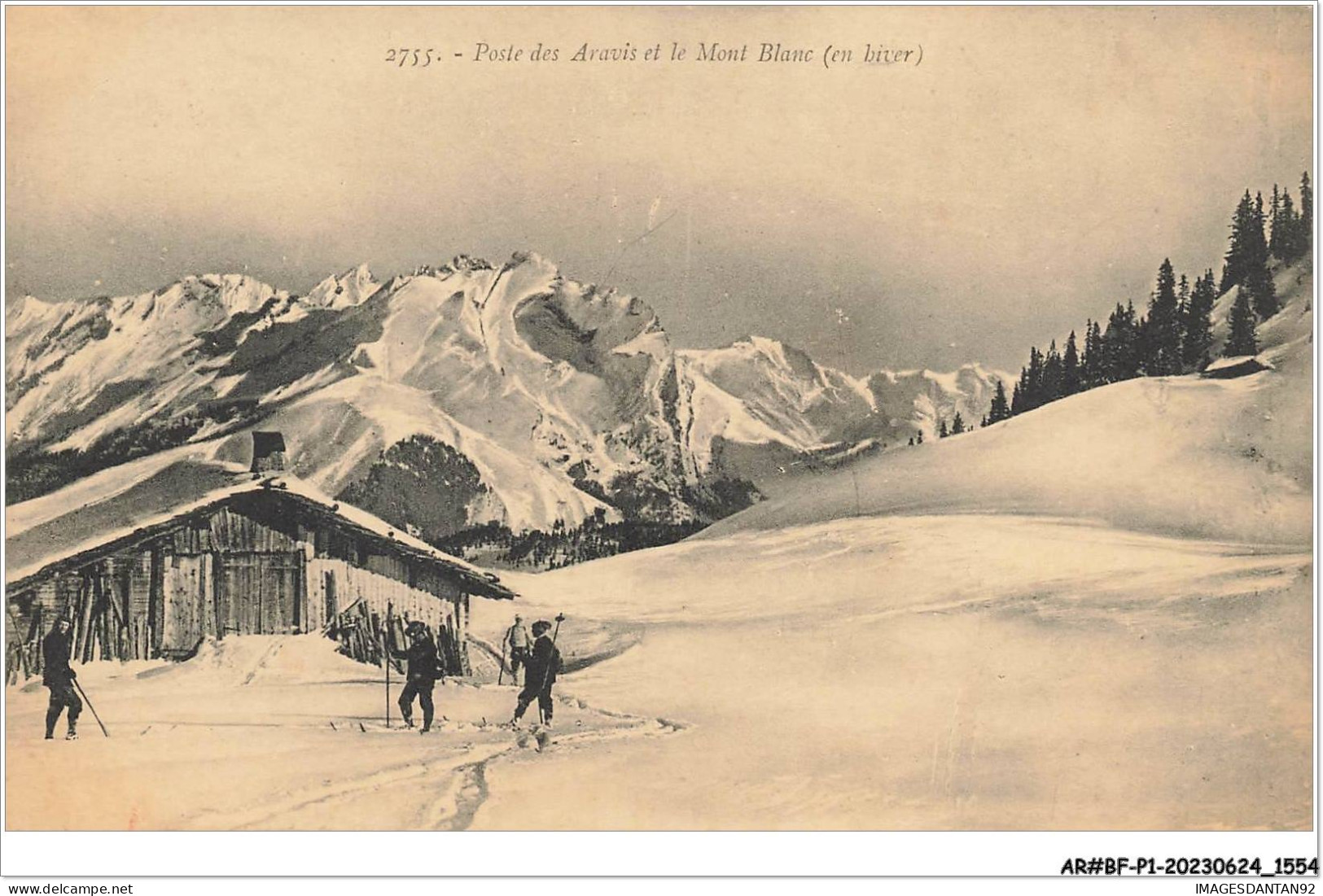 AR#BFP1-74-0777 - Poste Des ARAVIS Et Le MONT-BLANC - Hommes En Skis - Autres & Non Classés