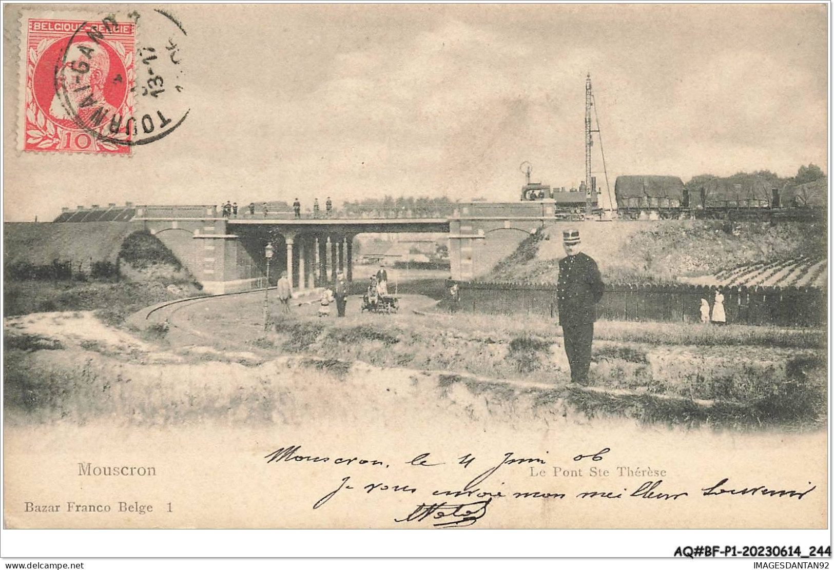 AQ#BFP1-BELGIQUE-0122 - MOUSCRON - Le Pont Sainte-Thérèse - Train - Mouscron - Möskrön