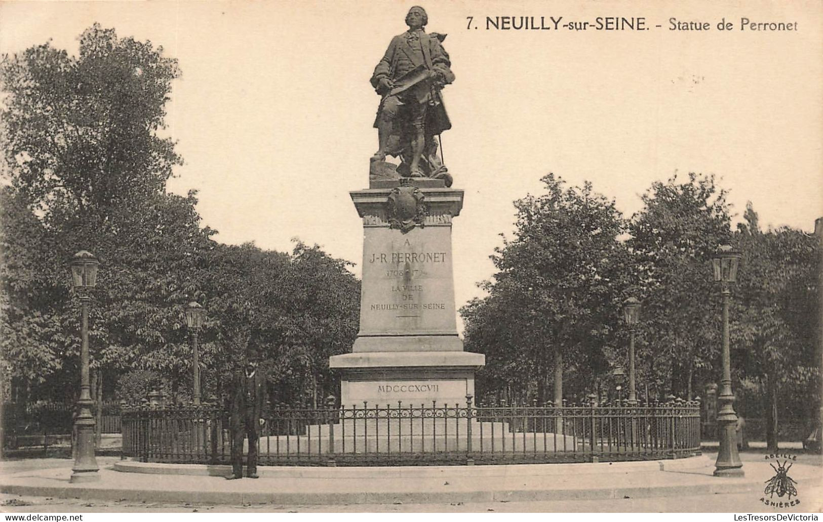 FRANCE - Neuilly Sur Seine - Statue De Perronet - Carte Postale Ancienne - Neuilly Sur Seine