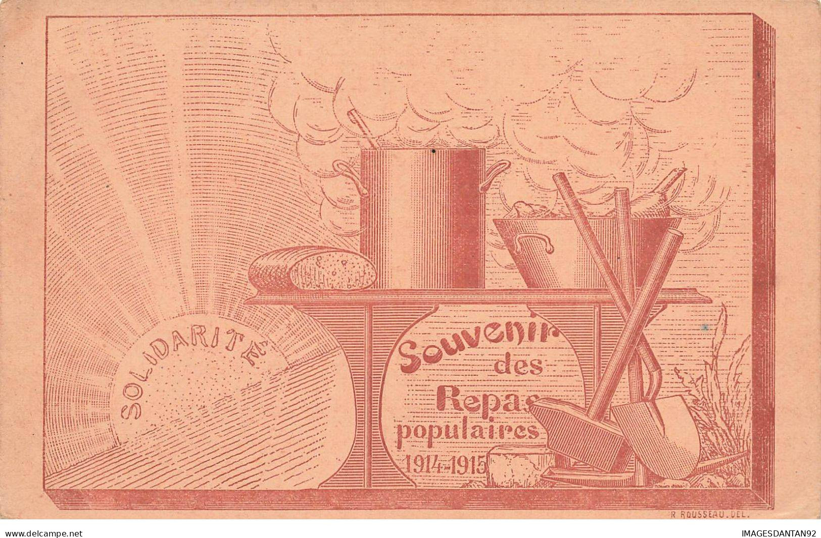 MILITARIA #FG56297 SOUVENIR REPAS POPULAIRES 1914 SOLIDARITE - Patriotic