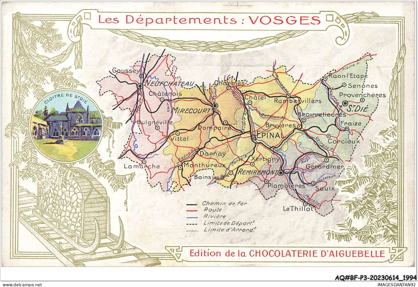 AQ#BFP3-CHROMOS-0995  - CHOCOLAT D'AIGUEBELLE - Les Départements - Vosges - Aiguebelle