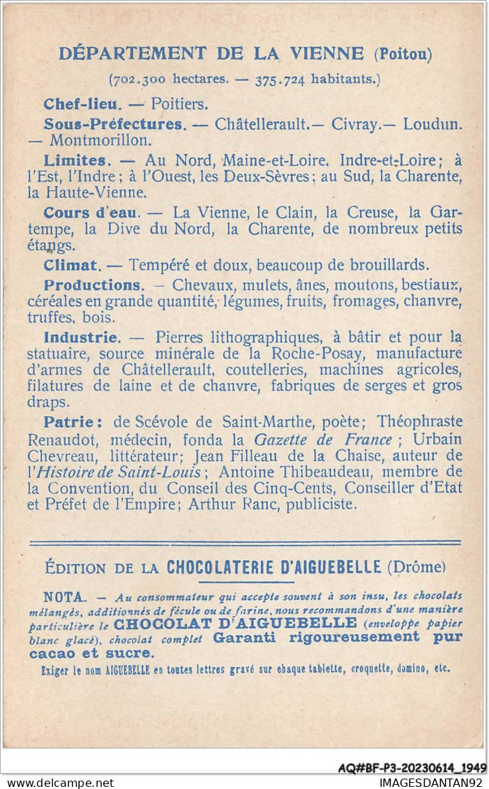 AQ#BFP3-CHROMOS-0972 - CHOCOLAT D'AIGUEBELLE - Les Départements - Vienne - Aiguebelle