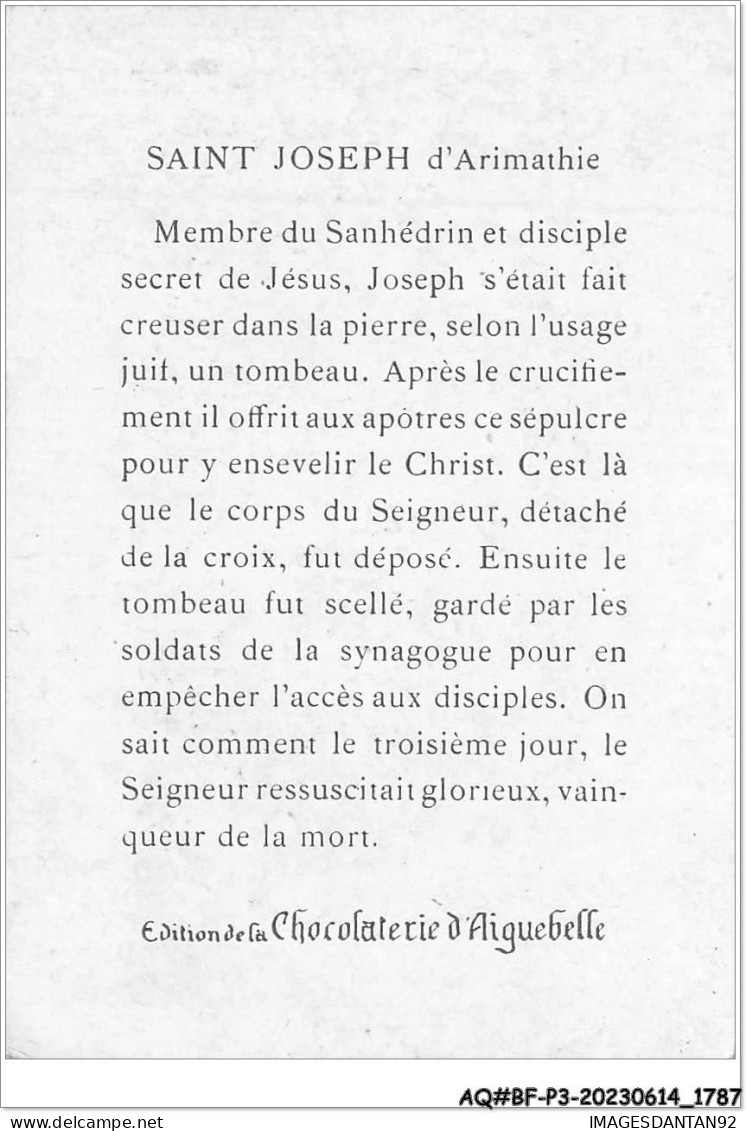 AQ#BFP3-CHROMOS-0891 - CHOCOLAT D'AIGUEBELLE - Les Gloires De L'église - St.-Joseph D'Arimathie - Aiguebelle