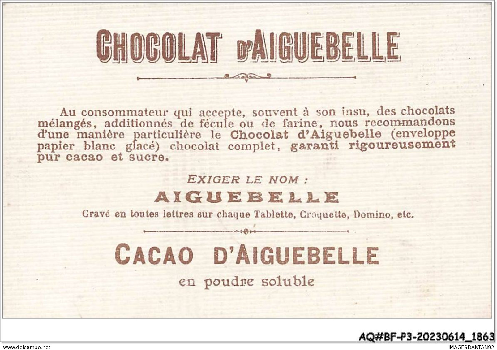 AQ#BFP3-CHROMOS-0929 - CHOCOLAT D'AIGUEBELLE - Un Château - Aiguebelle