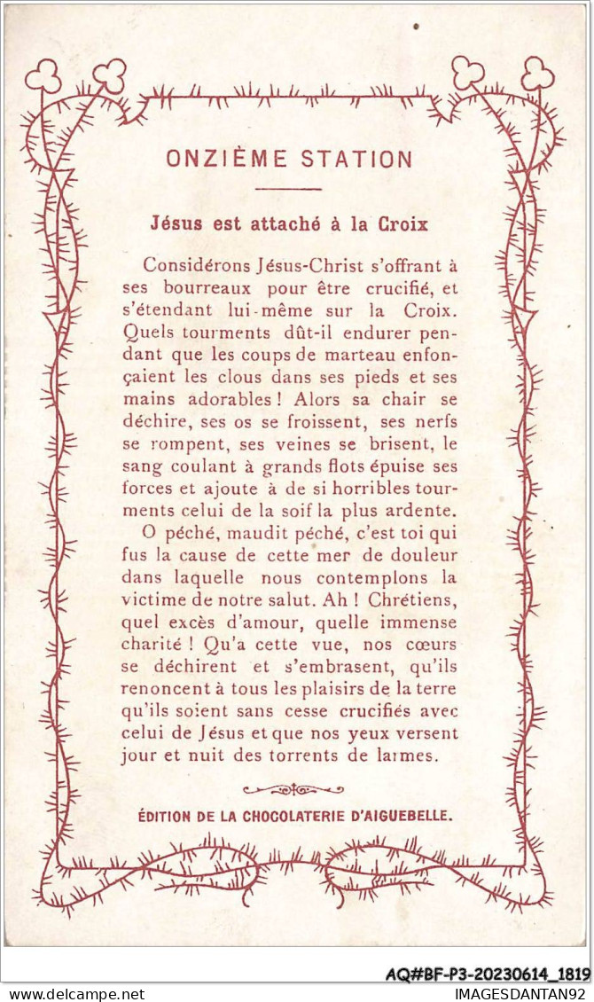 AQ#BFP3-CHROMOS-0907 - CHOCOLAT D'AIGUEBELLE - Jésus Est Attaché à La Croix - Aiguebelle