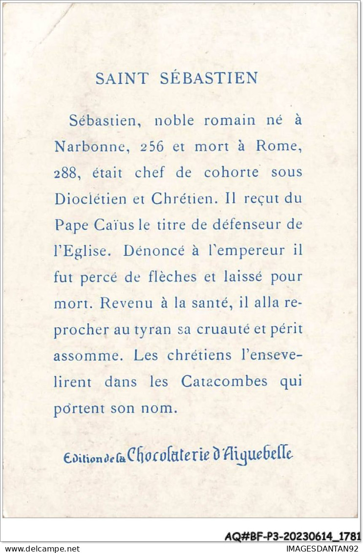AQ#BFP3-CHROMOS-0888 - CHOCOLAT D'AIGUEBELLE - Les Gloires De L'église - St-Sébastien - Aiguebelle