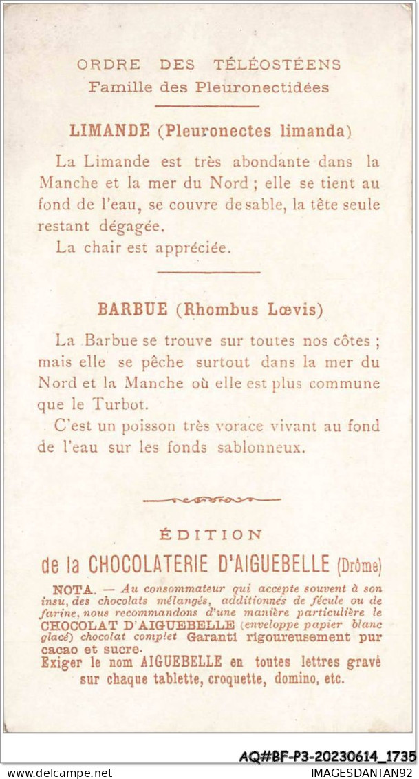 AQ#BFP3-CHROMOS-0865 - CHOCOLAT D'AIGUEBELLE - Le Monde Sous-marin - Limande - Barbue - Aiguebelle