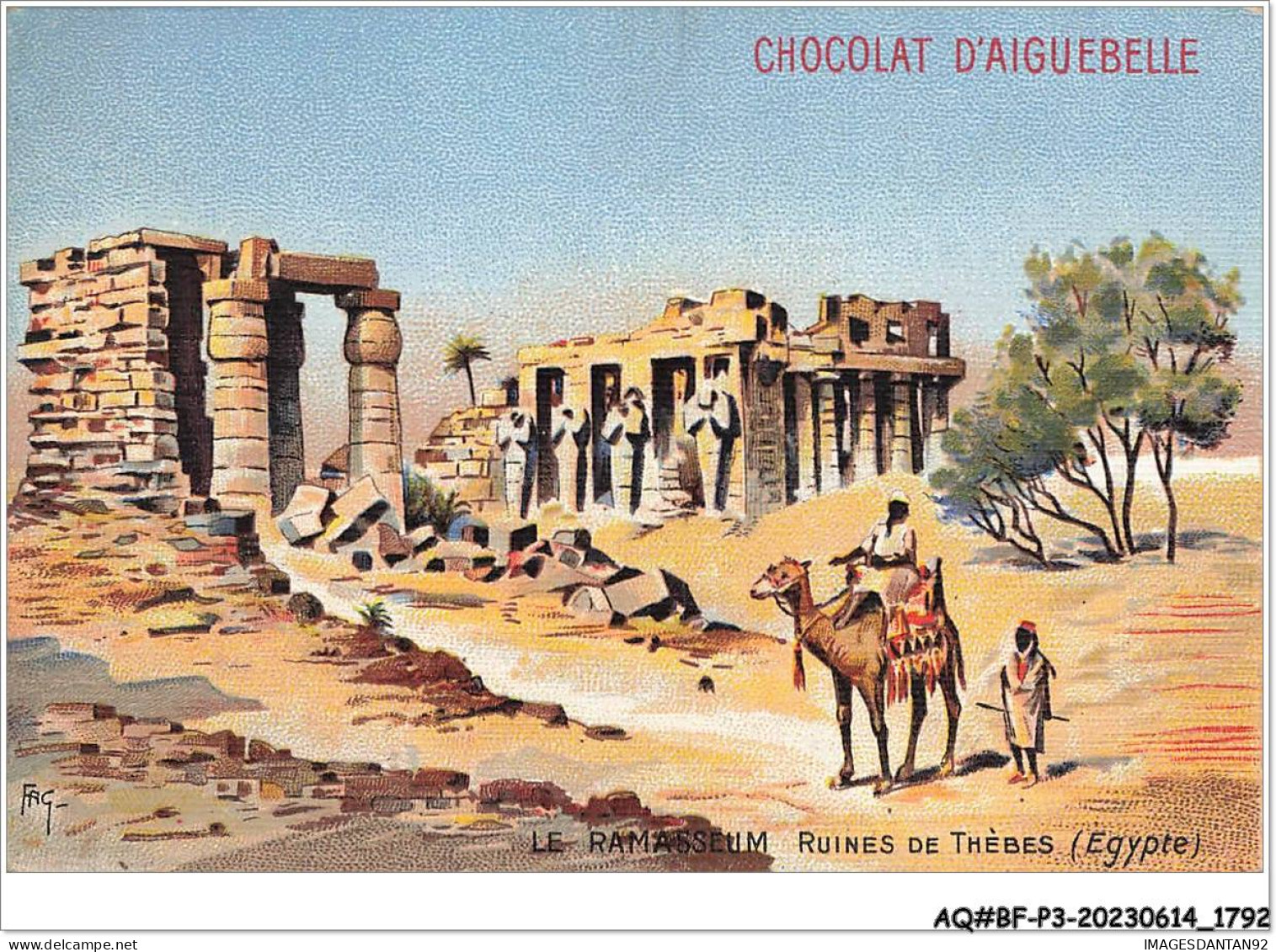 AQ#BFP3-CHROMOS-0894 - CHOCOLAT D'AIGUEBELLE - Le Ramasseum - Ruines De Thèbes - Egypte - Aiguebelle