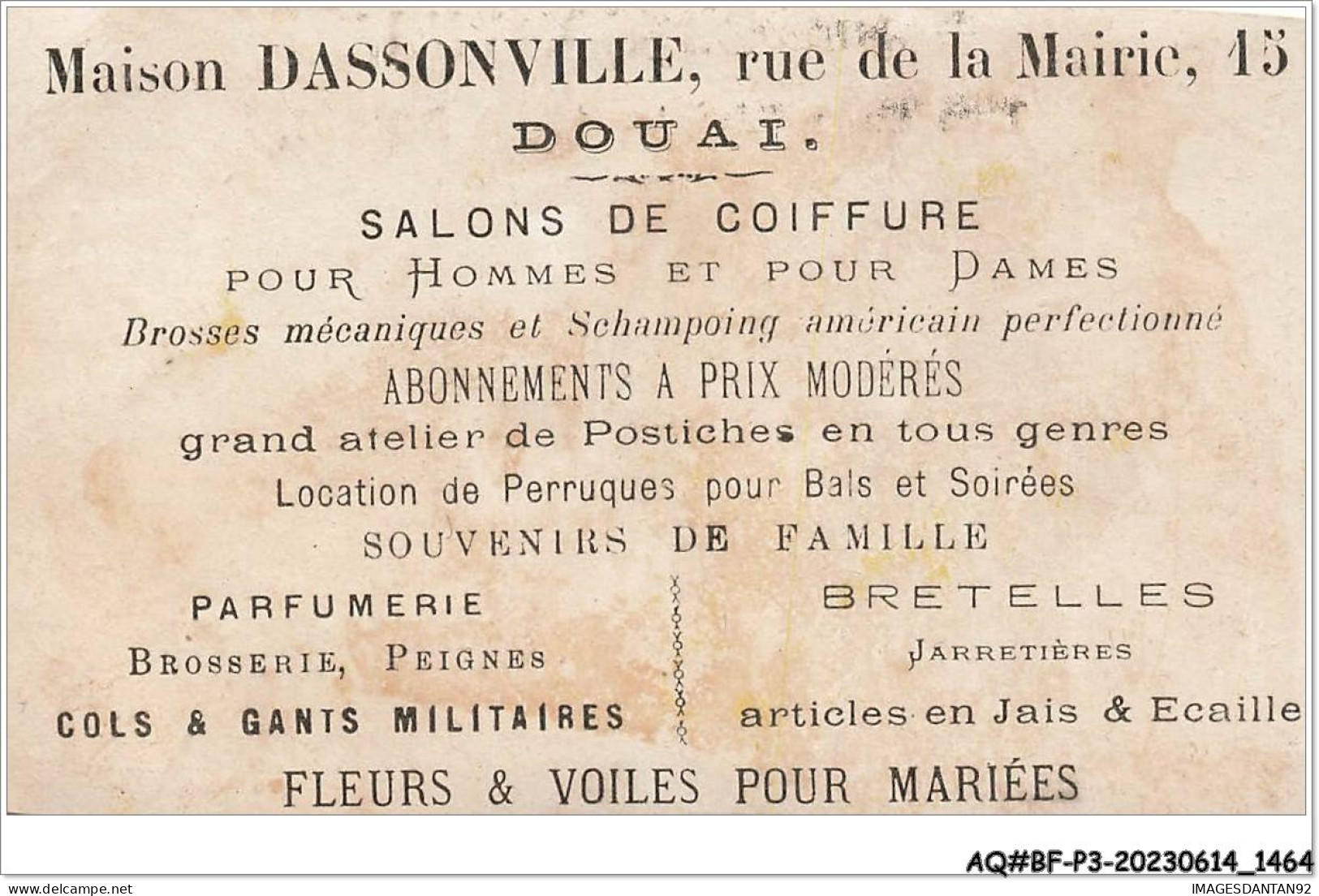 AQ#BFP3-CHROMOS-0730 - DOUAI - Maison Dassonville - Salon De Coiffure - Un Oiseau - Autres & Non Classés