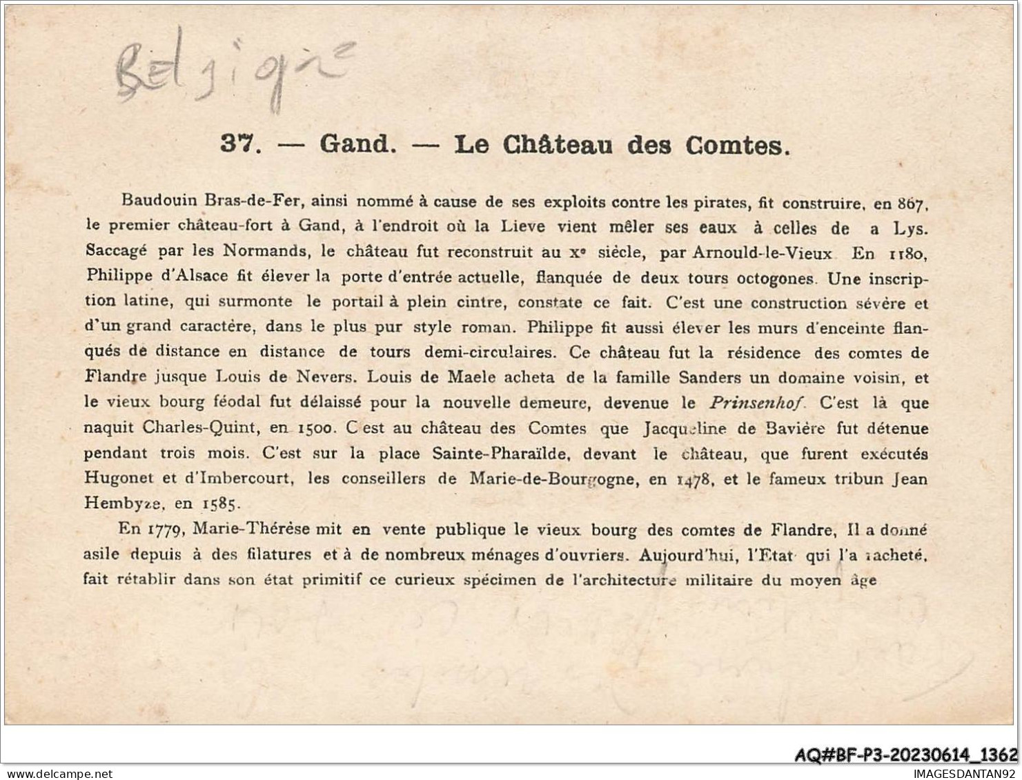 AQ#BFP3-CHROMOS-0678 - Chocolat Antoine - Bruxelles - GAND - Le Château Des Comtes - Other & Unclassified