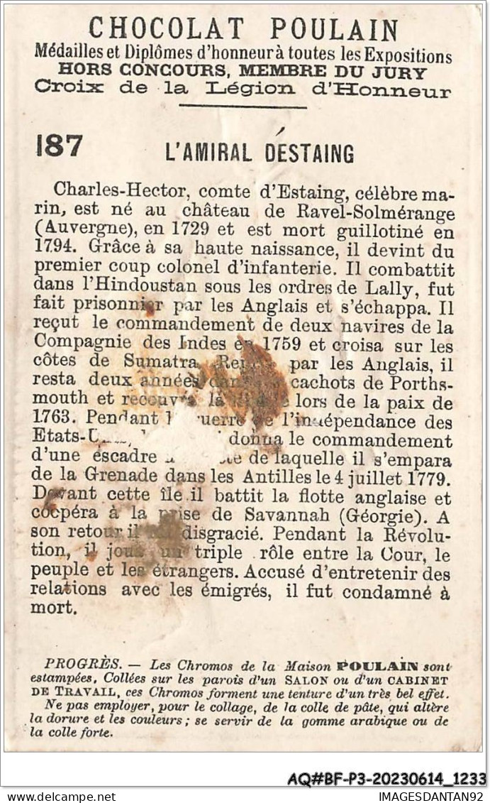 AQ#BFP3-CHROMOS-0614 - CHOCOLAT POULAIN - Le Comte D'Estaing - L'amiral - Poulain