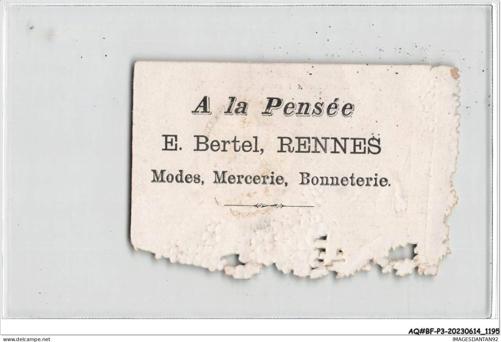 AQ#BFP3-CHROMOS-0595 - RENNES - A La Pensée - E. Bertel - Modes, Mercerie, Bonneterie - Other & Unclassified