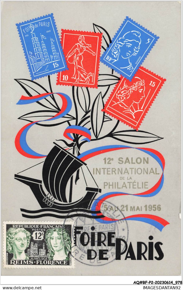 AQ#BFP2-75-0487 - PARIS - Foire De Paris 1956 - Philatérie - Carte Maximum - Mostre