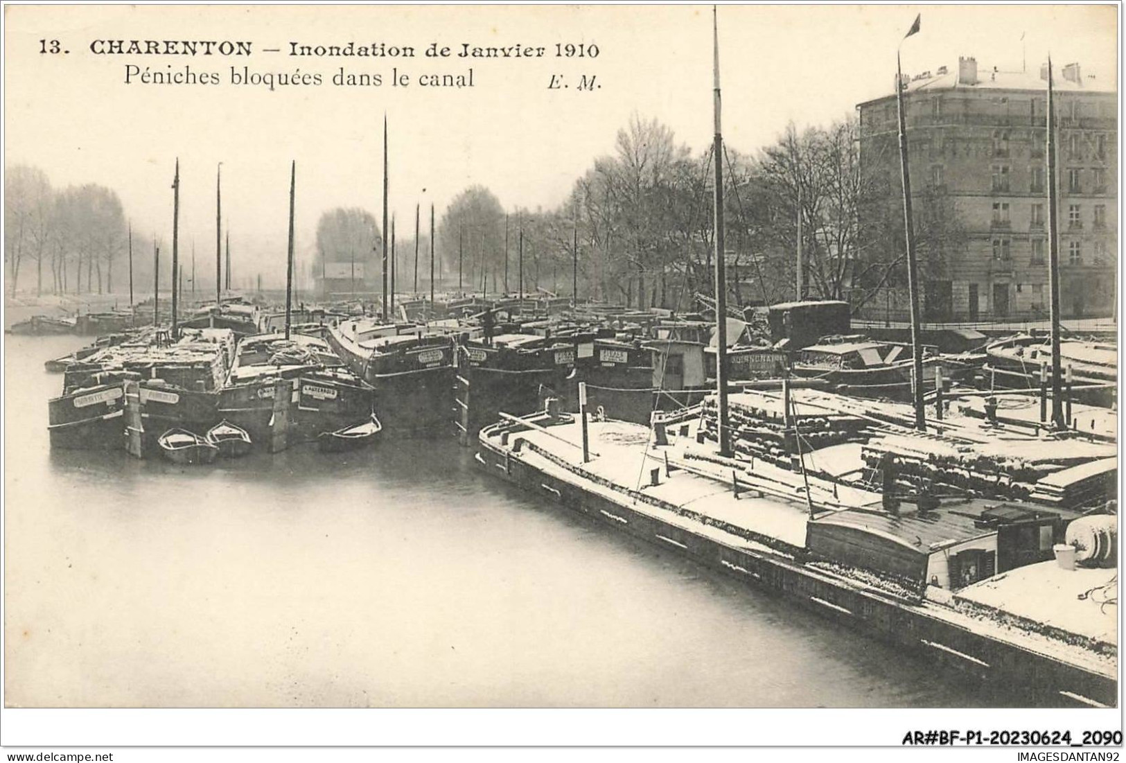 AR#BFP1-94-1047 - CHARENTON - Inondation De Janvier - Péniches Bloqués Dans Le Canal - NÂ°1 - Charenton Le Pont