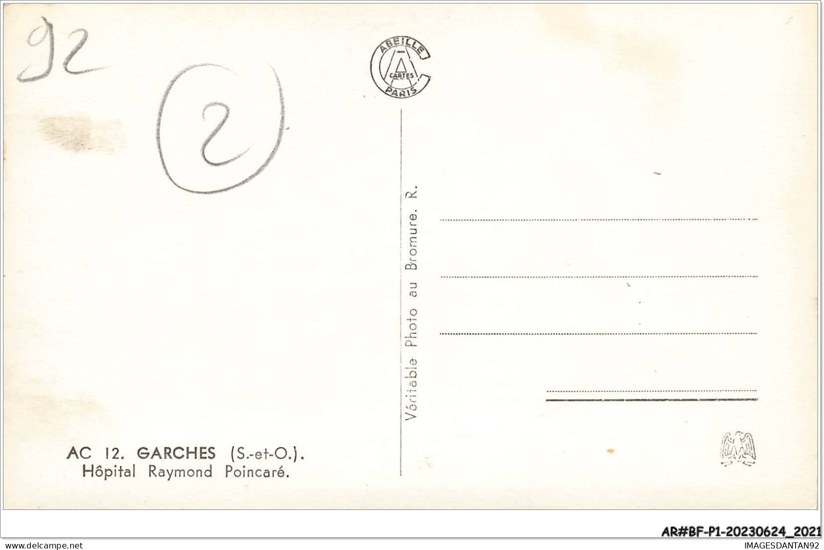 AR#BFP1-92-1010 - GARCHES - Hôpital Raymond Poincaré - NÂ°2 - Garches