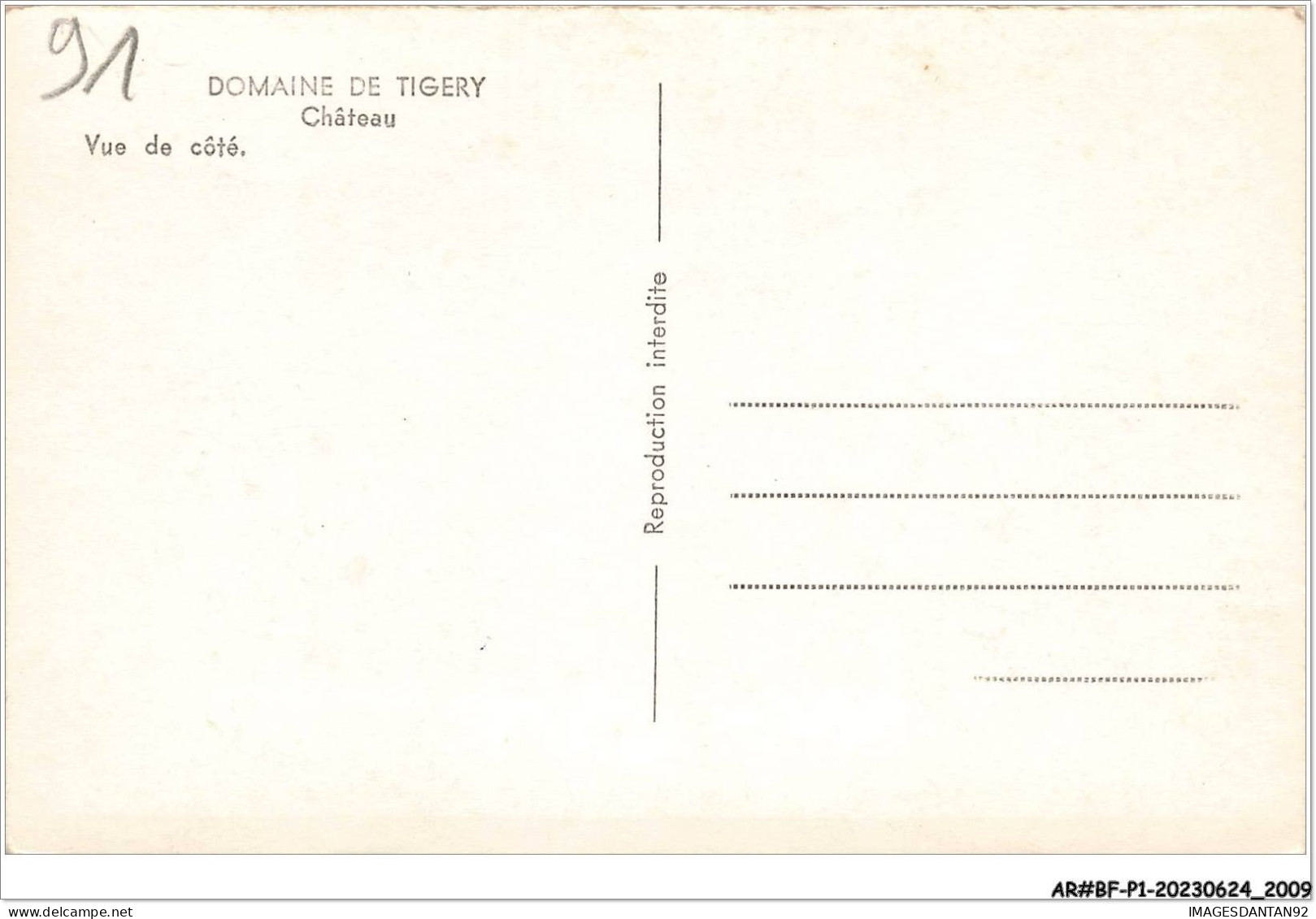 AR#BFP1-91-1003 - Domaine De TIGERY - Château - Autres & Non Classés