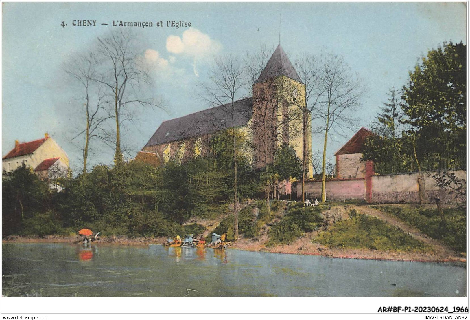 AR#BFP1-89-0984 - CHENY - L'Armançon Et L'église - Lavandières - Cheny