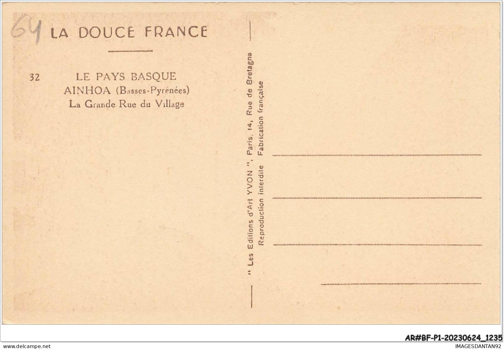 AR#BFP1-64-0618 - La Douce France - AINHOA - La Grande Rue Du Village - Ainhoa