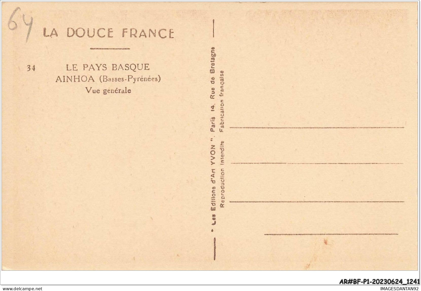 AR#BFP1-64-0621 - La Douce France - AINHOA - Vue Générale - Ainhoa