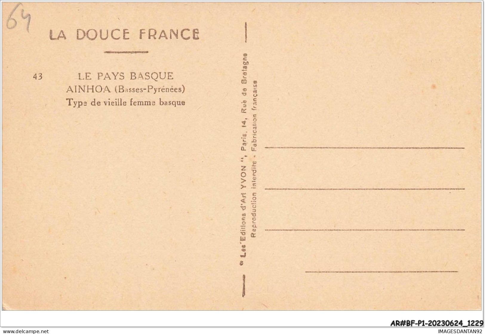 AR#BFP1-64-0615 - La Douce France - AINHOA - Type De Vieille Femme Basque - Ainhoa