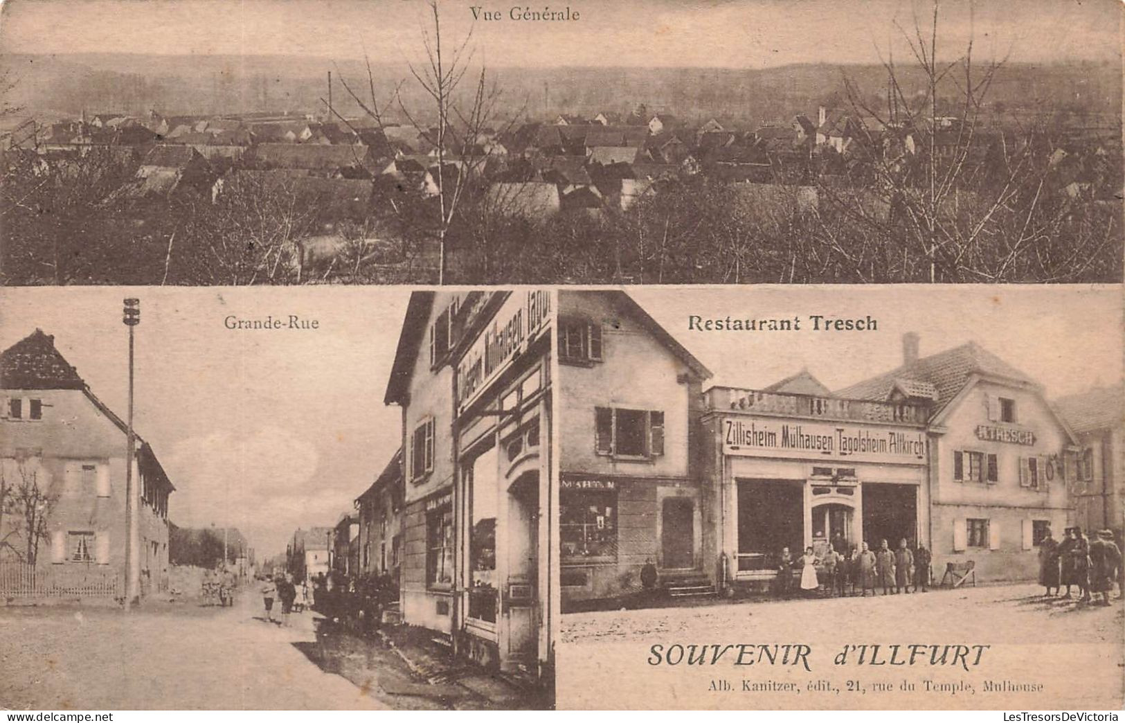 FRANCE - Souvenir D'illfurt - Restaurant Tresch - Grande Rue - Vue Générale - La Ville - Animé - Carte Postale Ancienne - Altkirch