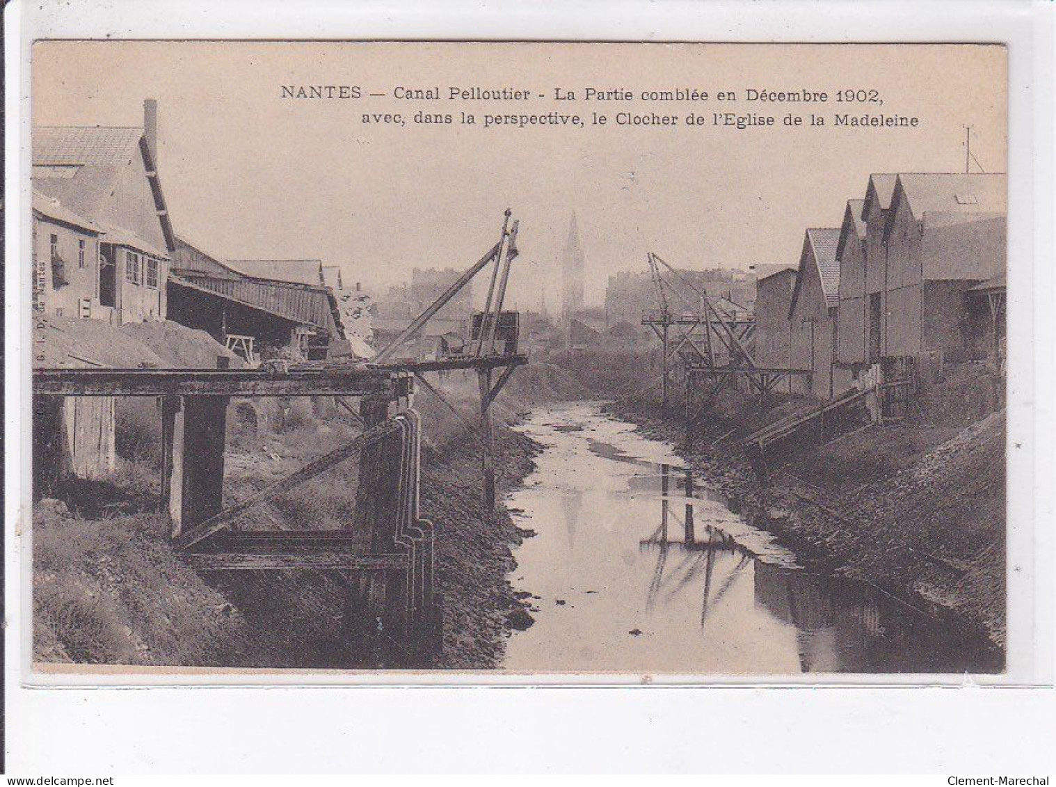 NANTES: Canal Pelloutier, La Partie Comblée En Décembre 1902, Avec, Dans La Perspective, Le Clocher De L'église - Tbe - Nantes